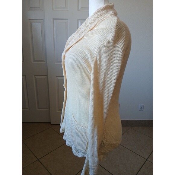 RALPH LAUREN Womens Cardigan Sweater L 100% Linen Creme Button Down  Bohemian - Picture 5 of 16